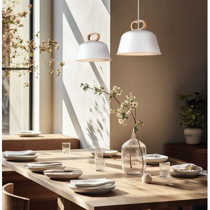Lampadario a sospensione con cavo CLIP 1xE27/40W/230V bianco/marrone