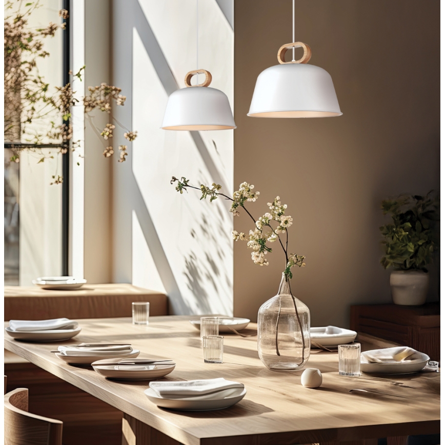 Lampadario a sospensione con cavo CLIP 1xE27/40W/230V bianco/marrone