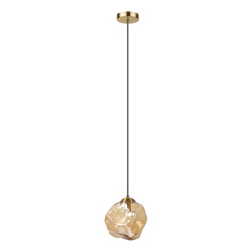 Lampadario a sospensione con cavo CRISTAL 1xE14/15W/230V ottone/beige fumé