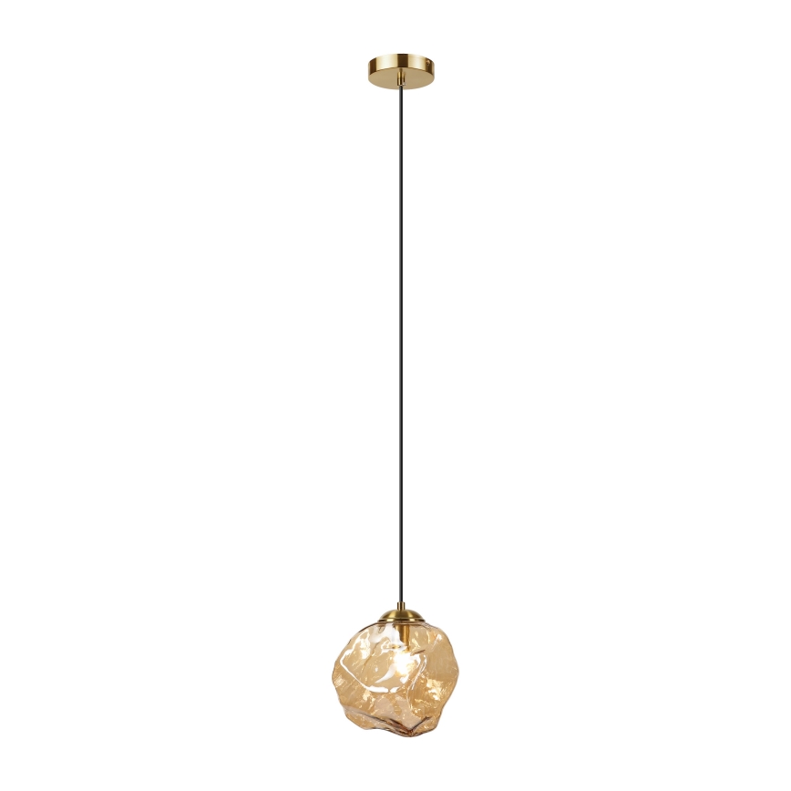 Lampadario a sospensione con cavo CRISTAL 1xE14/15W/230V ottone/beige fumé