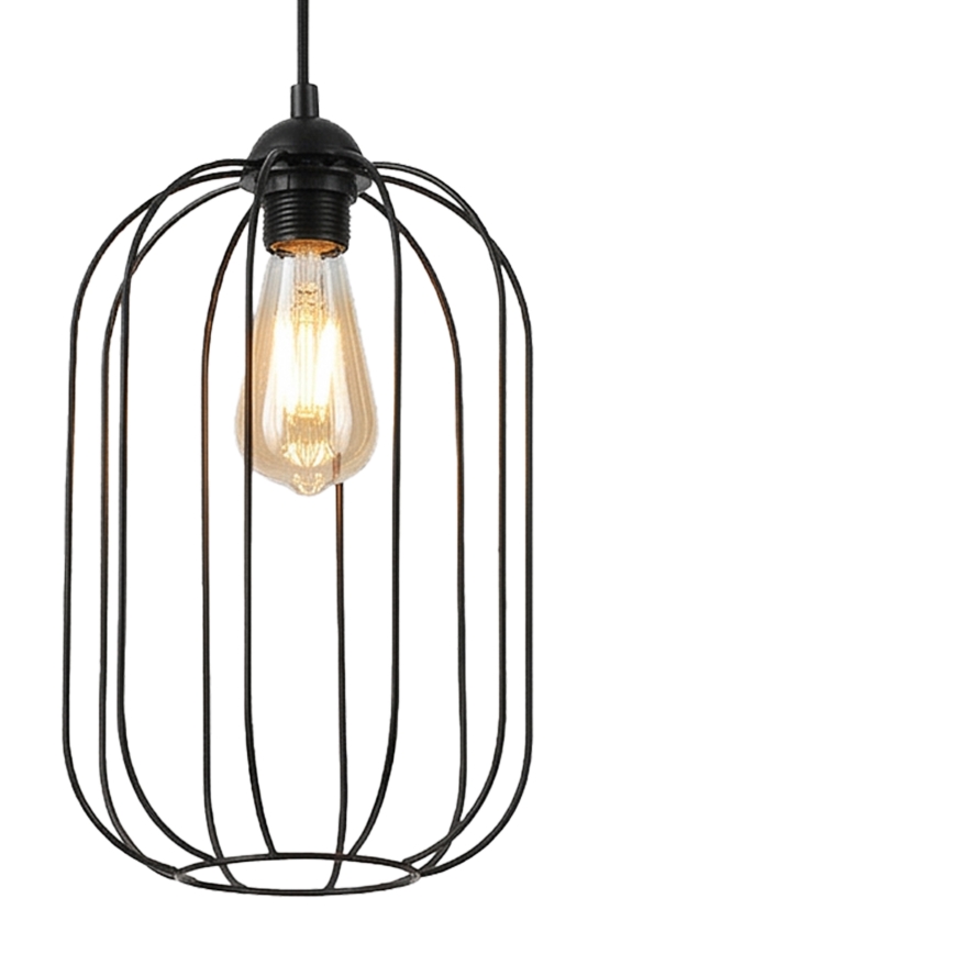 Lampadario a sospensione con cavo DESTELLO 1xE27/15W/230V diam. 21 cm nero