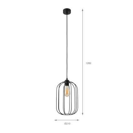 Lampadario a sospensione con cavo DESTELLO 1xE27/15W/230V diam. 21 cm nero