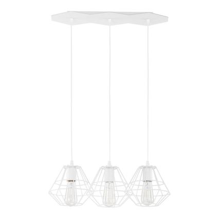 Lampadario a sospensione con cavo DIAMOND 3xE27/60W/230V bianco
