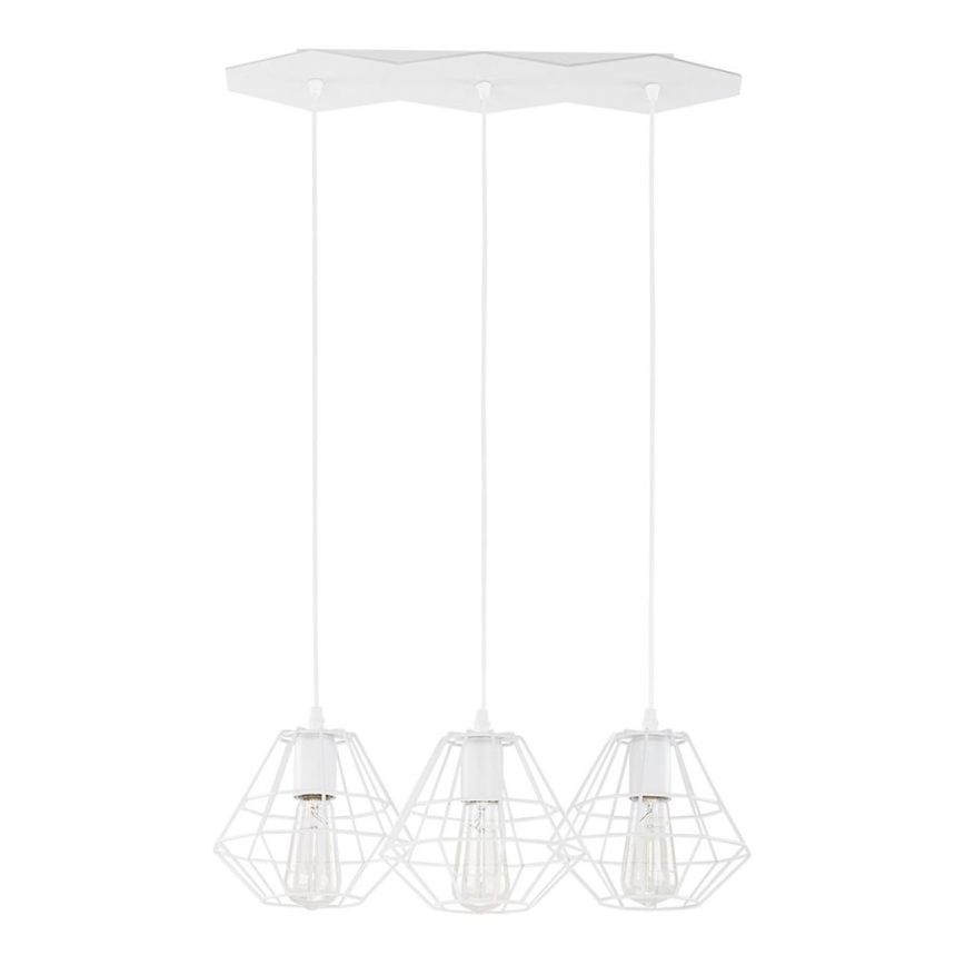 Lampadario a sospensione con cavo DIAMOND 3xE27/60W/230V bianco