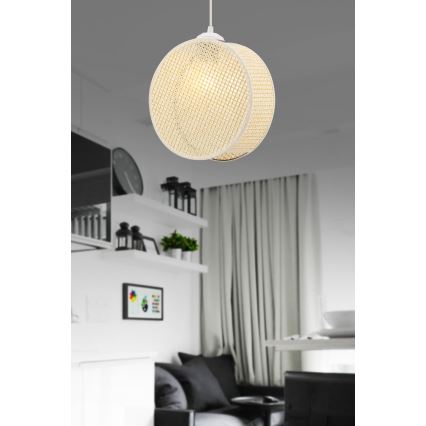 Lampadario a sospensione con cavo DRUM 1xE27/60W/230V colore crema