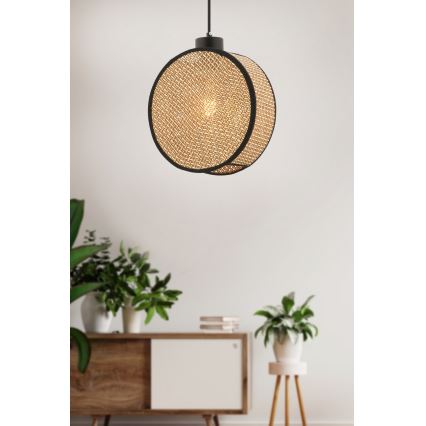 Lampadario a sospensione con cavo DRUM 1xE27/60W/230V marrone/nero