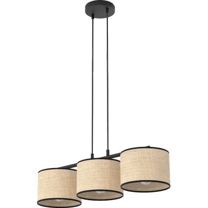 Lampadario a sospensione con cavo ECO 3xE27/15W/230V beige/rattan