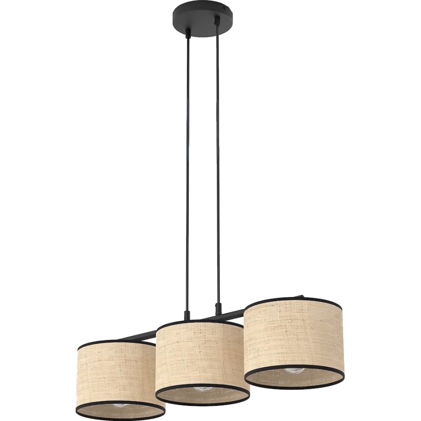 Lampadario a sospensione con cavo ECO 3xE27/15W/230V beige/rattan