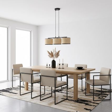 Lampadario a sospensione con cavo ECO 3xE27/15W/230V beige/rattan