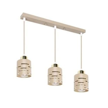 Lampadario a sospensione con cavo ELEN 3xE27/35W/230V beige/oro