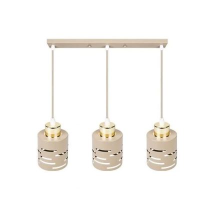 Lampadario a sospensione con cavo ELEN 3xE27/35W/230V beige/oro