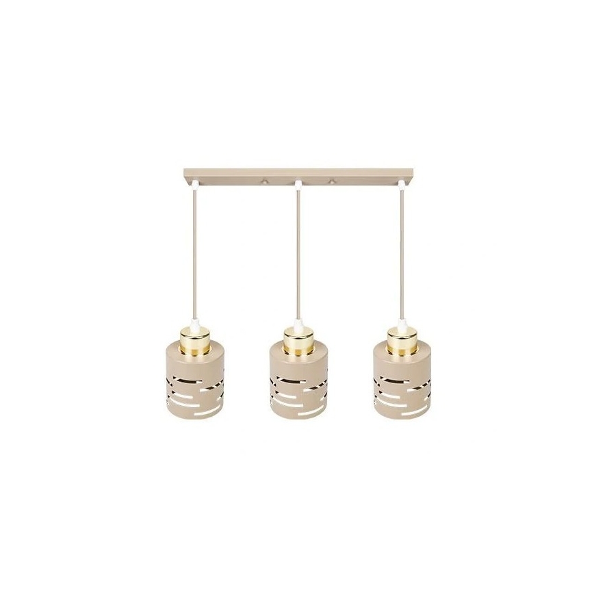Lampadario a sospensione con cavo ELEN 3xE27/35W/230V beige/oro
