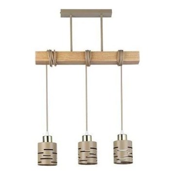 Lampadario a sospensione con cavo ELEN 3xE27/35W/230V beige/oro/marrone