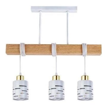 Lampadario a sospensione con cavo ELEN 3xE27/35W/230V bianco/oro/marrone