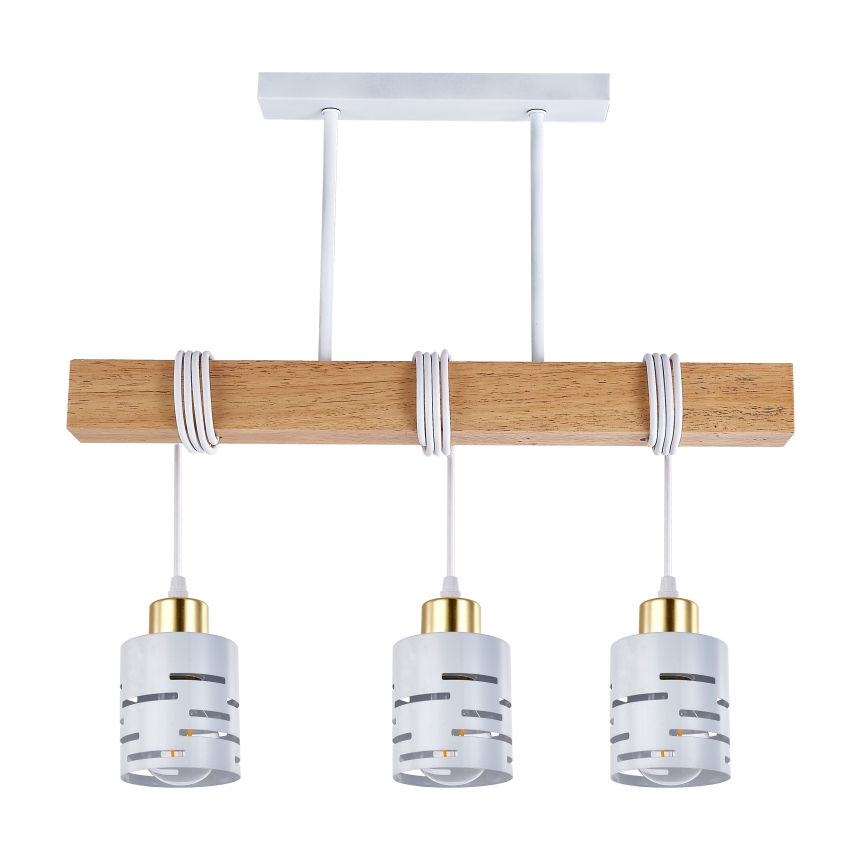 Lampadario a sospensione con cavo ELEN 3xE27/35W/230V bianco/oro/marrone