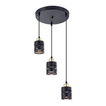 Lampadario a sospensione con cavo ELEN 3xE27/35W/230V Ø 29 cm nero/oro