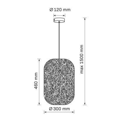 Lampadario a sospensione con cavo ELLEN 1xE27/20W/230V Ø 30 cm antracite