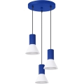 Lampadario a sospensione con cavo ESTRIA 3xE14/10W/230V Ø 30 cm blu