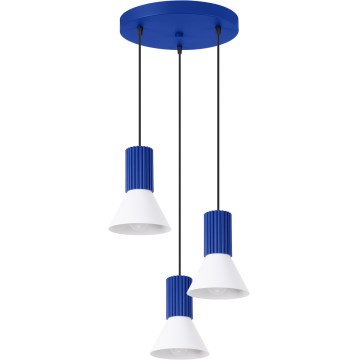 Lampadario a sospensione con cavo ESTRIA 3xE14/10W/230V Ø 30 cm blu