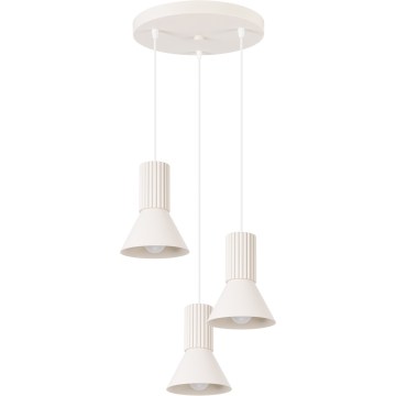 Lampadario a sospensione con cavo ESTRIA 3xE14/10W/230V Ø 30 cm crema