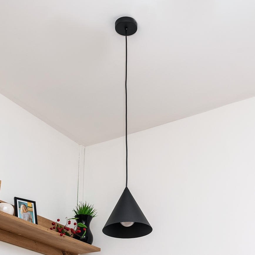 Lampadario a sospensione con cavo ETNA II 1xE27/15W/230V Ø 18,5 cm nero