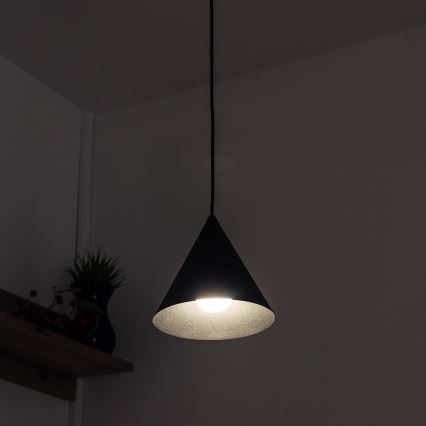Lampadario a sospensione con cavo ETNA II 1xE27/15W/230V Ø 18,5 cm nero