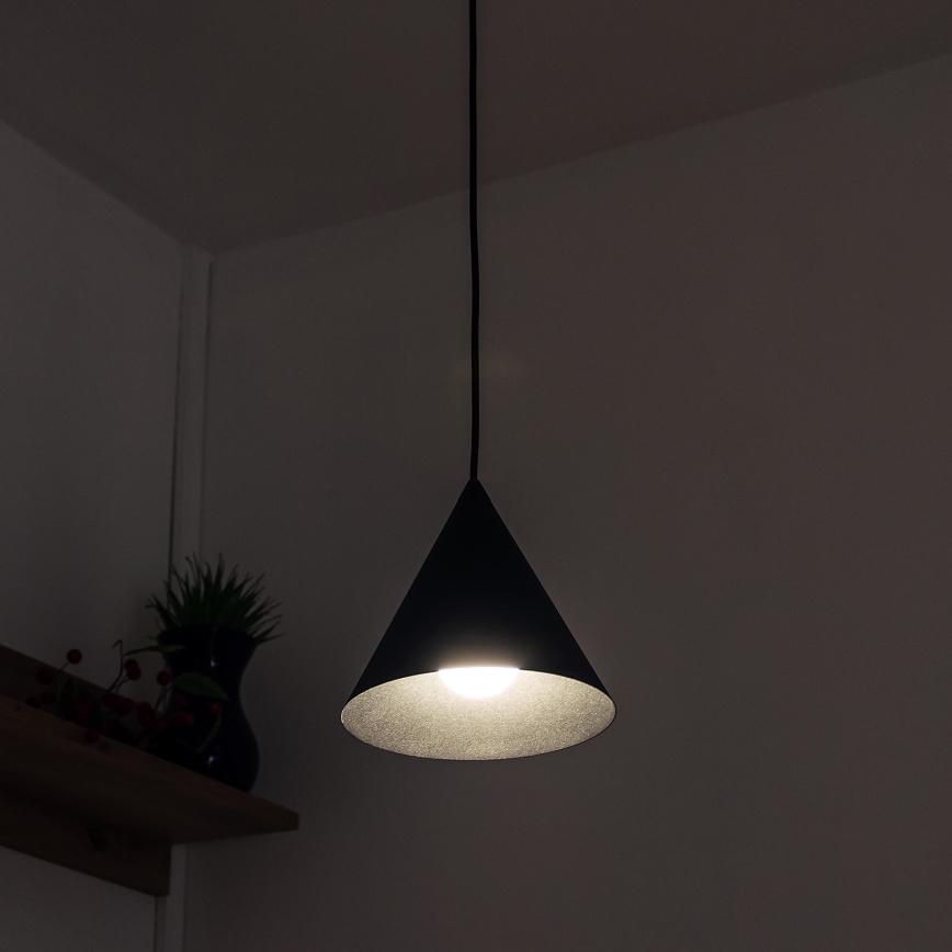 Lampadario a sospensione con cavo ETNA II 1xE27/15W/230V Ø 18,5 cm nero