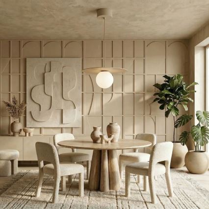 Lampadario a sospensione con cavo FLAT 1xE27/15W/230V beige