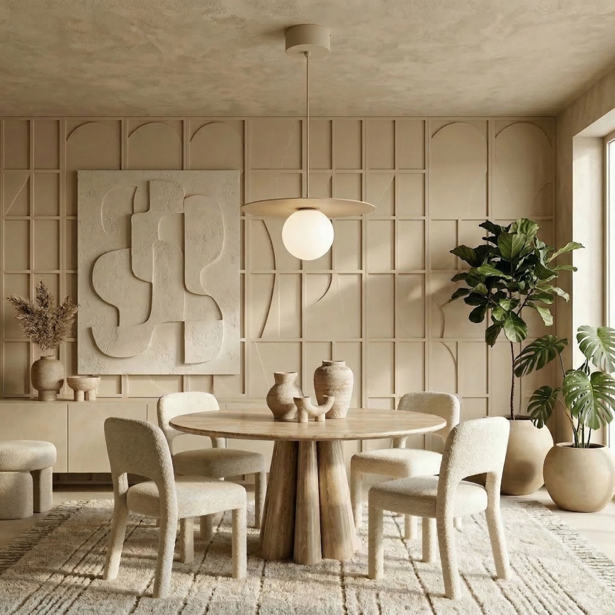Lampadario a sospensione con cavo FLAT 1xE27/15W/230V beige