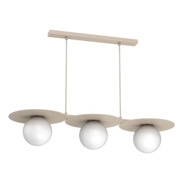 Lampadario a sospensione con cavo FLAT 3xE27/15W/230V beige