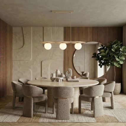 Lampadario a sospensione con cavo FLAT 3xE27/15W/230V beige