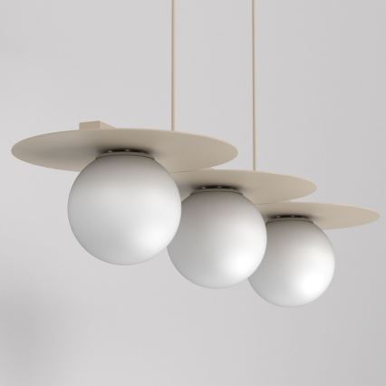 Lampadario a sospensione con cavo FLAT 3xE27/15W/230V beige