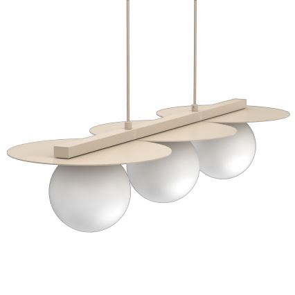 Lampadario a sospensione con cavo FLAT 3xE27/15W/230V beige