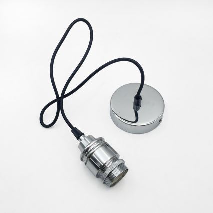 Lampadario a sospensione con cavo FLO, 1x E27, 15W, 230V, cromo lucido/trasparente