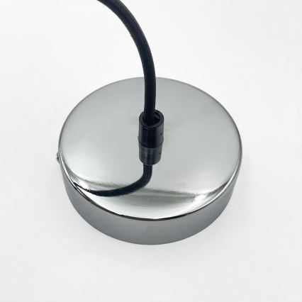 Lampadario a sospensione con cavo FLO, 1x E27, 15W, 230V, cromo lucido/trasparente