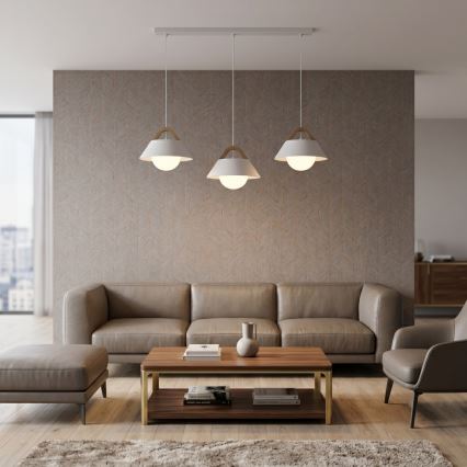 Lampadario a sospensione con cavo FUNDA 3xE27/15W/230V colore crema