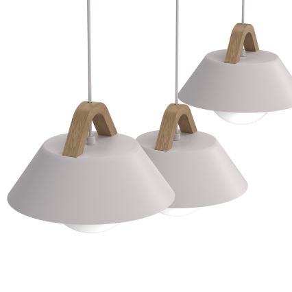 Lampadario a sospensione con cavo FUNDA 3xE27/15W/230V colore crema