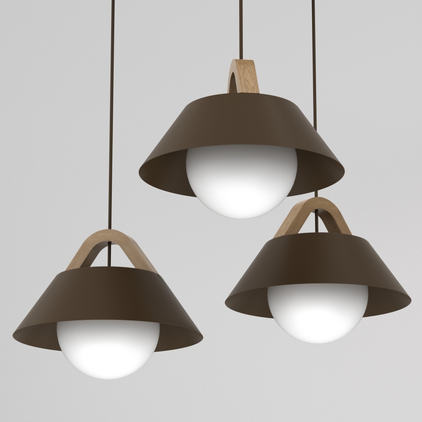 Lampadario a sospensione con cavo FUNDA 3xE27/15W/230V marrone