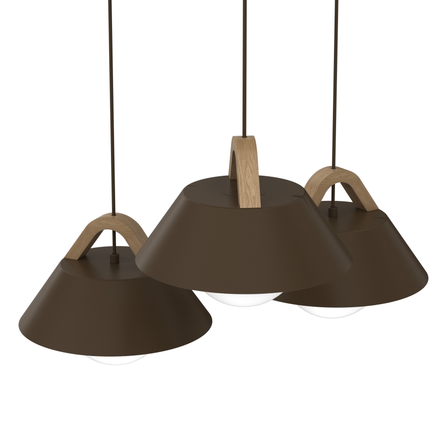 Lampadario a sospensione con cavo FUNDA 3xE27/15W/230V marrone