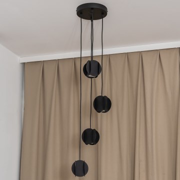 Lampadario a sospensione con cavo GAMBIT 4xGU10/10W/230V nero