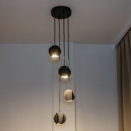 Lampadario a sospensione con cavo GAMBIT 4xGU10/10W/230V nero