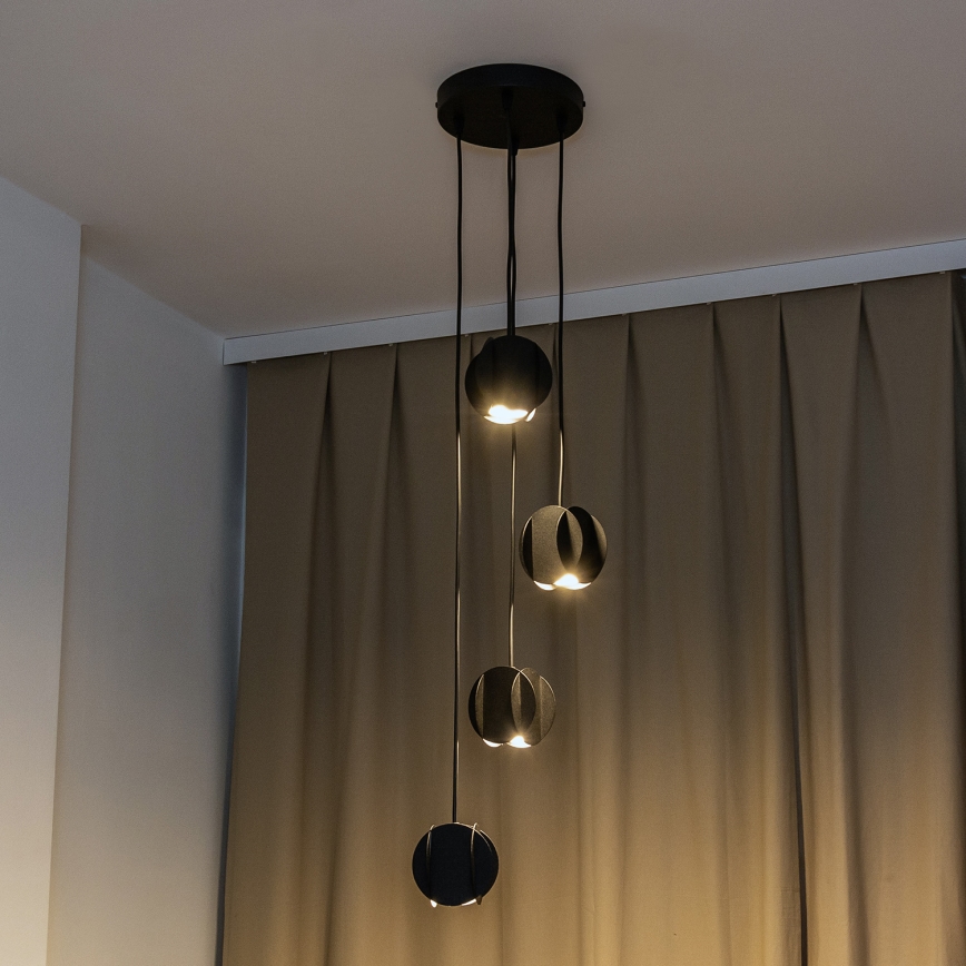 Lampadario a sospensione con cavo GAMBIT 4xGU10/10W/230V nero