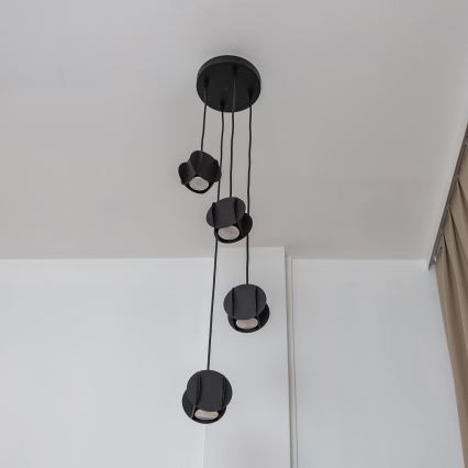 Lampadario a sospensione con cavo GAMBIT 4xGU10/10W/230V nero