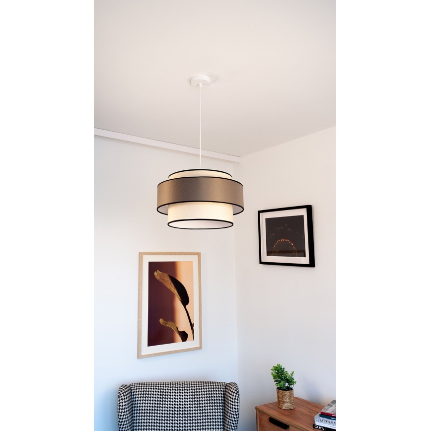 Lampadario a sospensione con cavo GRACE 1xE27/60W/230V Ø 40 cm crema/grigio