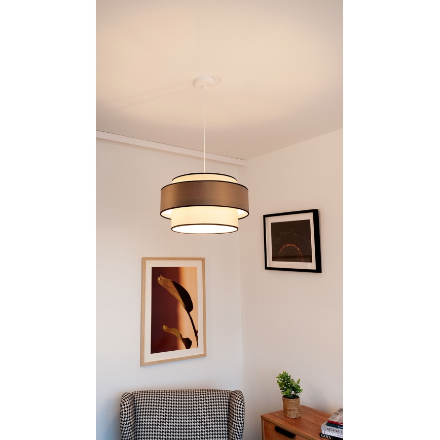 Lampadario a sospensione con cavo GRACE 1xE27/60W/230V Ø 40 cm crema/grigio