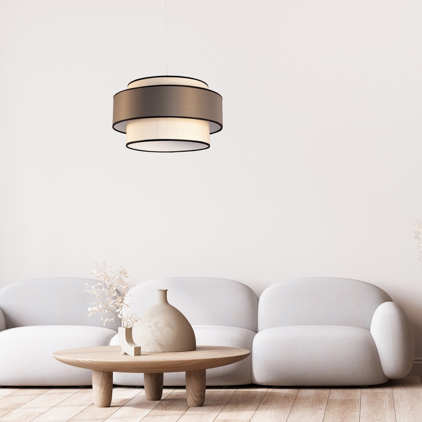 Lampadario a sospensione con cavo GRACE 1xE27/60W/230V Ø 40 cm crema/grigio