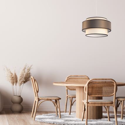 Lampadario a sospensione con cavo GRACE 1xE27/60W/230V Ø 40 cm crema/grigio