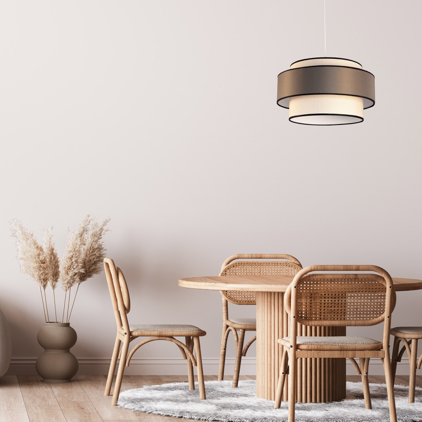 Lampadario a sospensione con cavo GRACE 1xE27/60W/230V Ø 40 cm crema/grigio