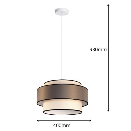 Lampadario a sospensione con cavo GRACE 1xE27/60W/230V Ø 40 cm crema/grigio