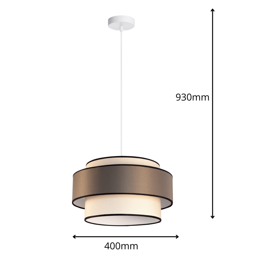 Lampadario a sospensione con cavo GRACE 1xE27/60W/230V Ø 40 cm crema/grigio